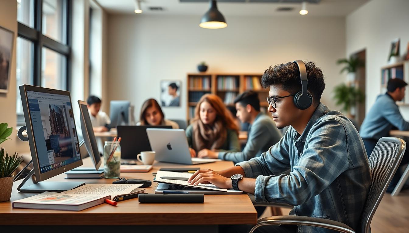 Student using online courses for flexible education